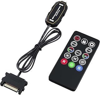 DS Mini ARGB PC Fans Controller Kit for Rainbow Case Fans, PC Rainbow LED Strip, Computer ARGB Fans (3-Pin, 14 Key Remote, SATA Power, 3th Gen, B Series)