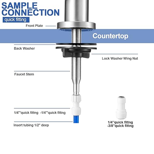Miniatura 5 de Grifo de agua de ósmosis inversaósmosis inversa,Grifo de agua potable sin plomo,35 piezas de accesorios de conexión rápida de 14 de pulgada