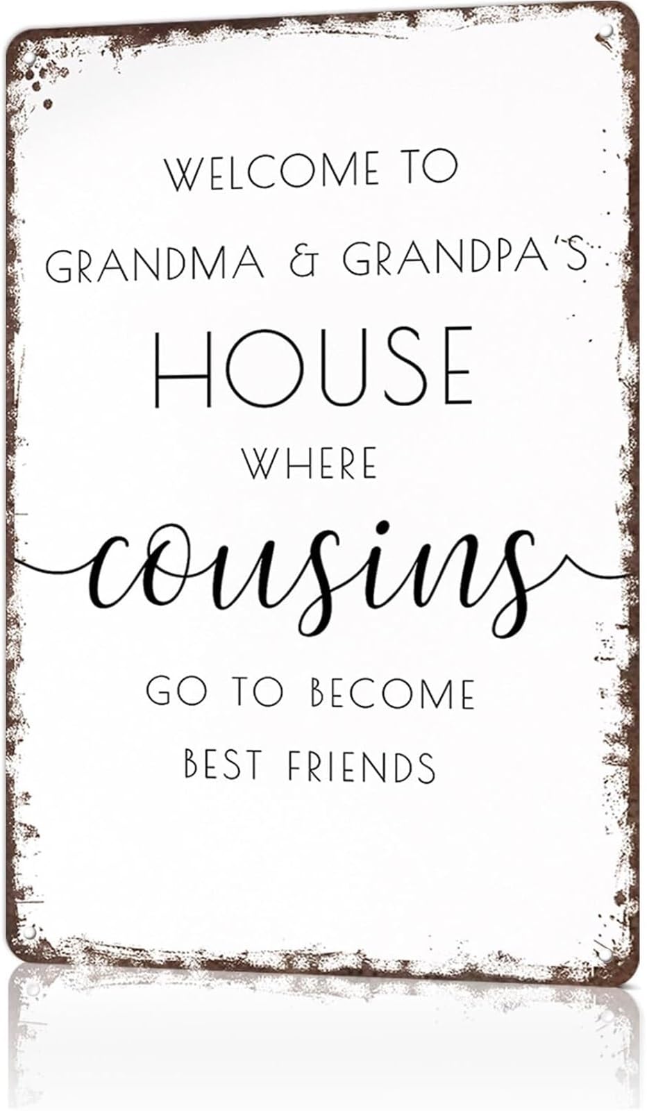 FNYUVNFAF Distressed Metal Tin Sign Grandparents Door Always Open Bold Lettering Wall-Art for Gym Laundry Room Bathroom Sunroom 8 X 12 in