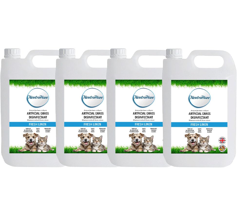 20 Litres NeutraHaze Artificial Grass Disinfectant Cleaner for Dogs Destroys Urine Odours & Deeply Cleans 4 x 5 Litre (4 x 5 Litre, Fresh Linen)