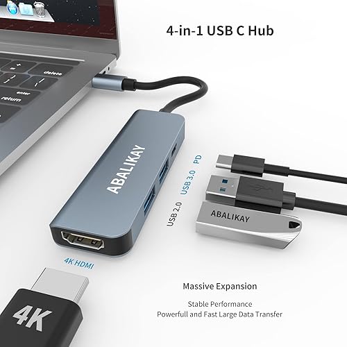 Miniatura 3 de Hub USB C, adaptador multipuerto USB C HDMI para MacBook ProAir M1 M2 2021 2020 2019 2018, estación de acoplamiento para portátil 4 en 1 USB tipo C