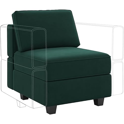 Belffin Modular Sofa Middle Module with Storage for Modular Sectional Sofa Couch Velvet Accent Armless Chair Green
