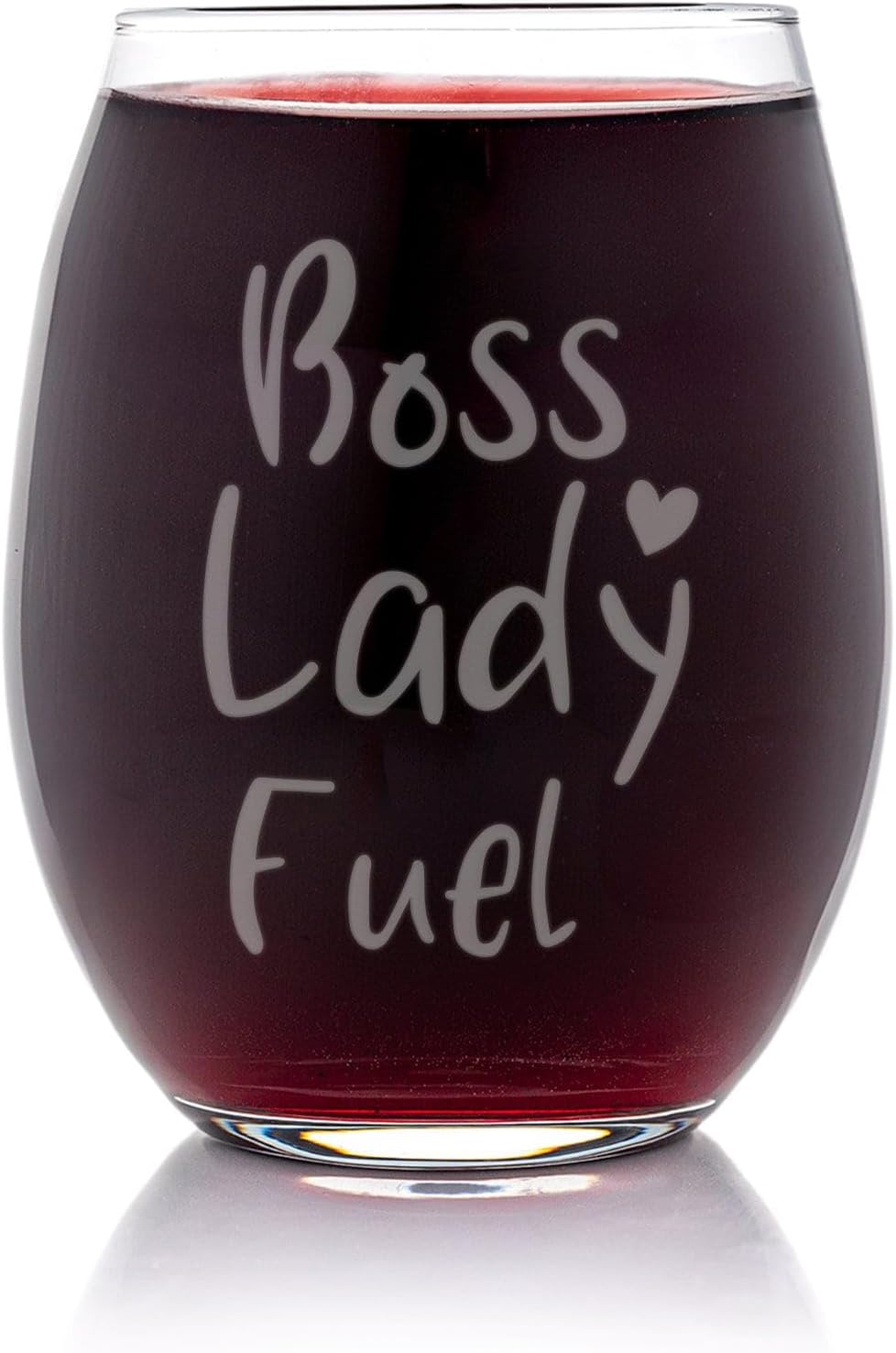 Boss Lady Fuel Stemless Wine Glass - Boss Lady Gift for Coworkers Holiday Gift - 3 Glasses