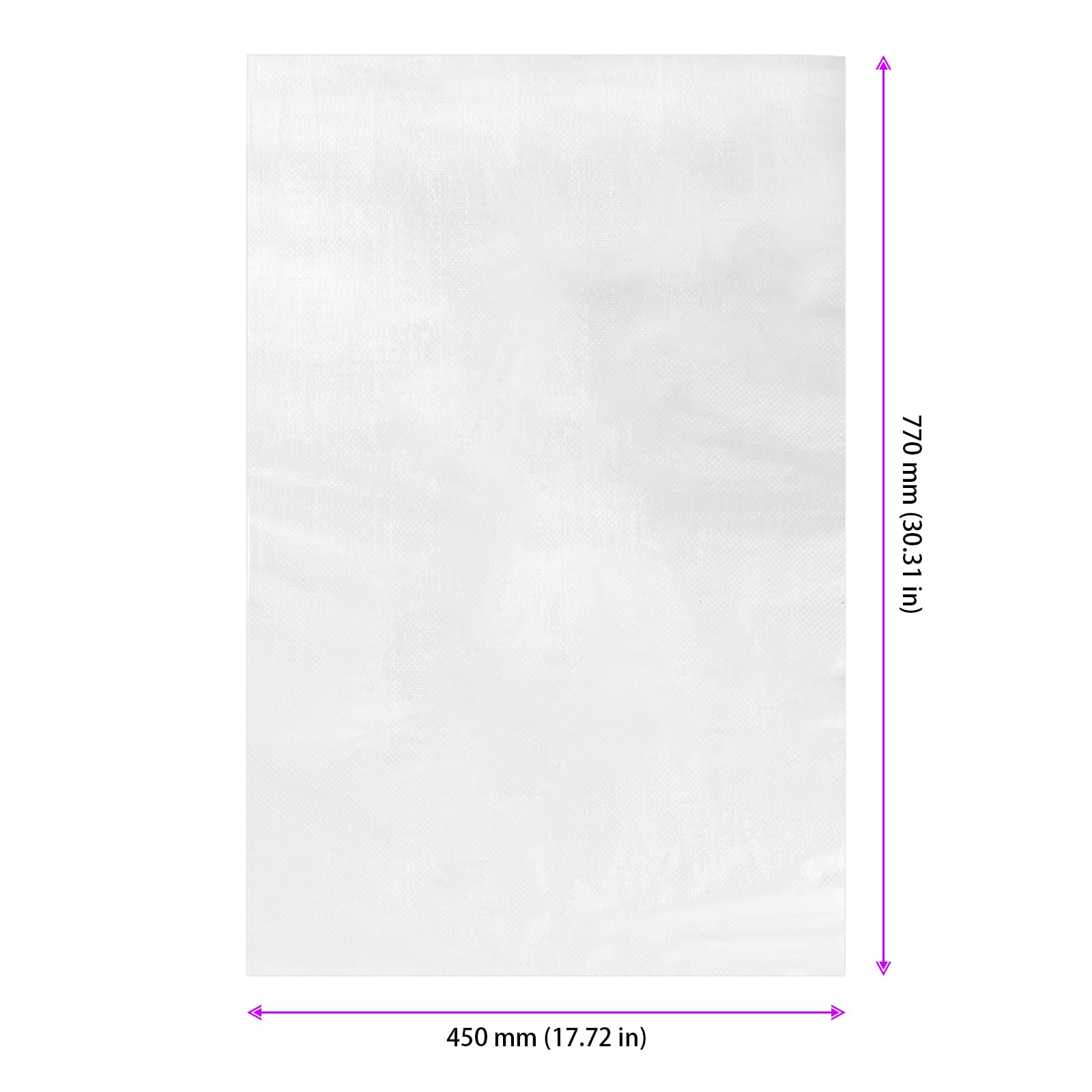 FUNSUEI Lot de 60 Sac a gravats Blancs, 45 x 77 cm, Sac de Sable Vide avec Cordon de Serrage en polypropylène à remplir