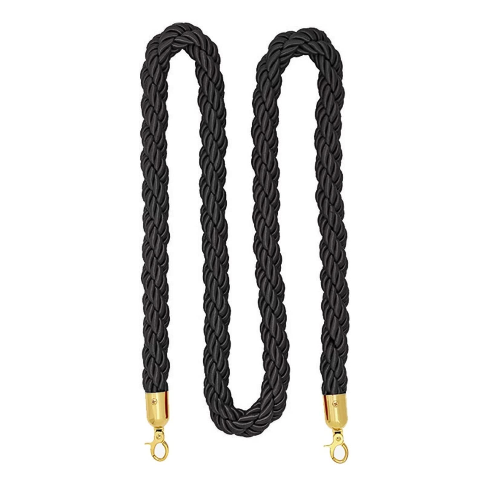 Guardrail rope， Multi-Color Optional Stanchion Hemp Rope, Long Twisted Barrier for Queue Divider, Crowd Control of Restaurants/Theater/Dressing Rooms/(Black,Length 0.6M/2Ft/24In)