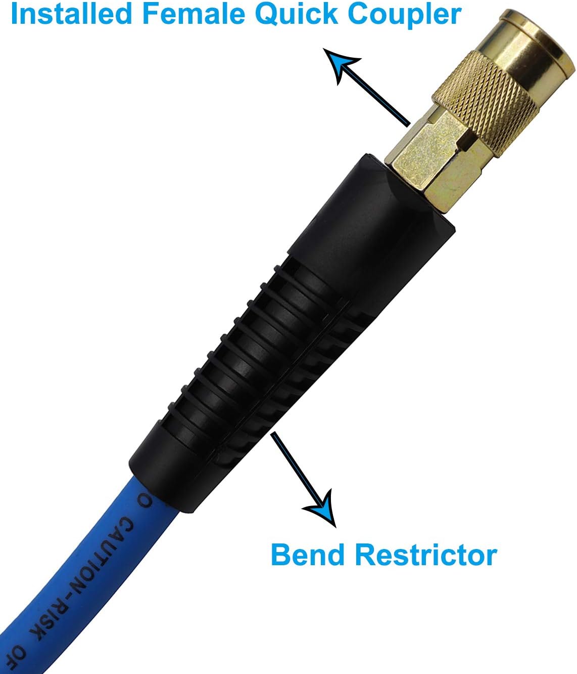 YOTOO Hybrid Air Hose 3/8-Inch by 50-Feet 300 PSI Heavy Duty, Lightweight, Kink Resistant, All-Weather Flexibility with 1/4-Inch Industrial Quick Coupler Fittings, Bend Restrictors, Blue : Tools & Home Improvement