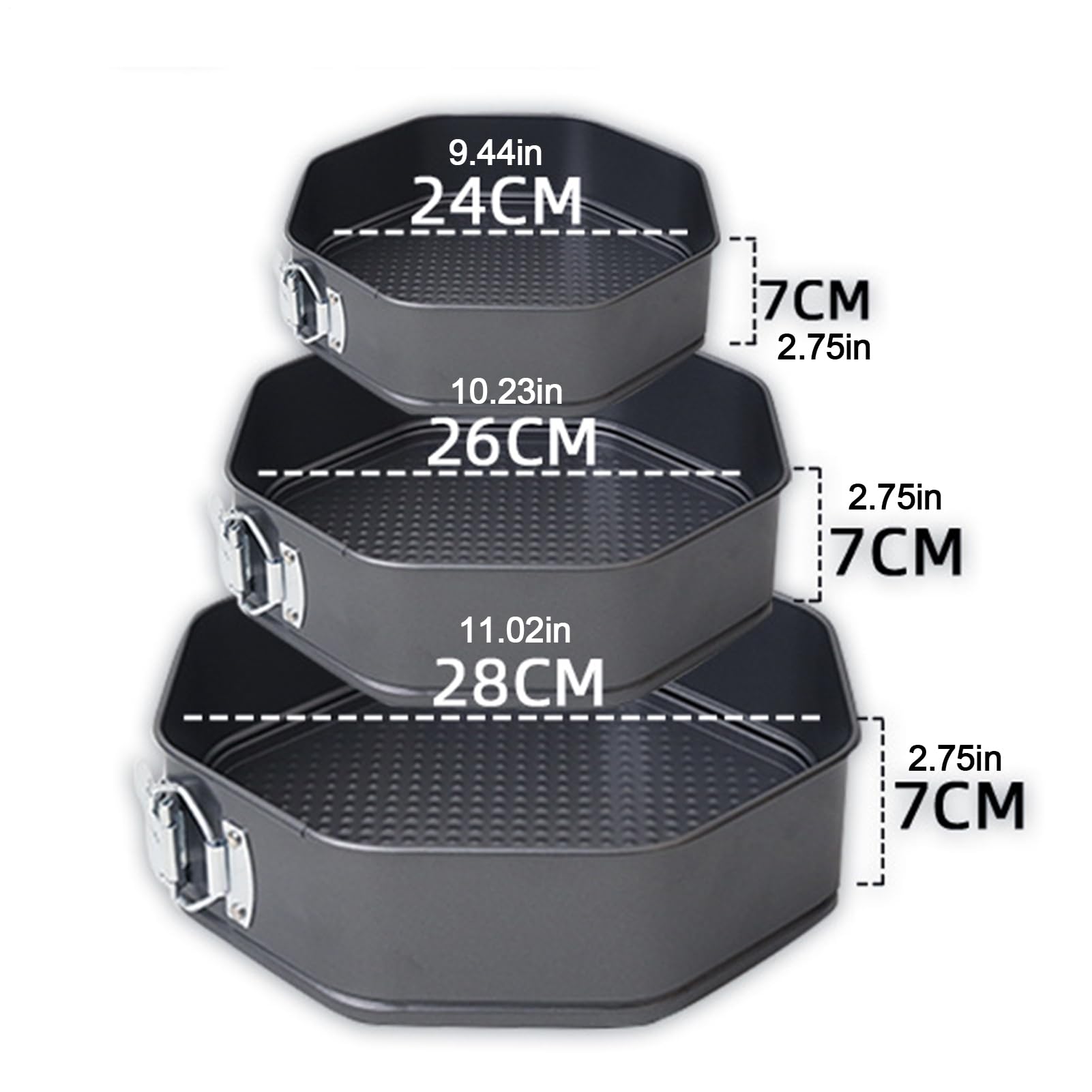 Generisch Moldes para tartas con base extraíble, acero al carbono de 11,02 pulgadas