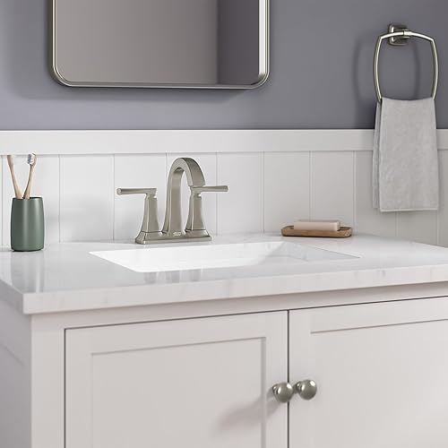 Miniatura 4 de American Standard 7426201.295, Belmeade - Grifo de baño central de dos manijas de 4 pulgadas, níquel cepillado