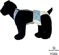 Vista 2 de Pañal azul claro para perro con flor de margarita en crema escarchada, M, con agujero para la cola, fabricado en Estados Unidos