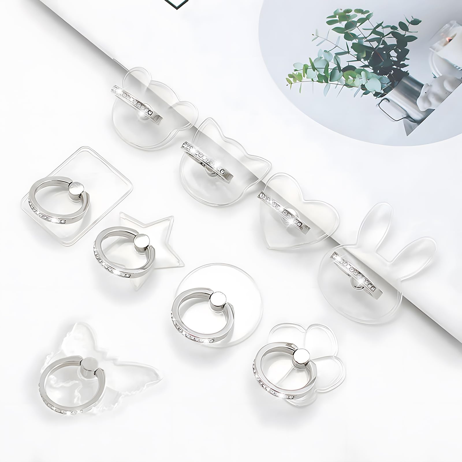 Amazon.com: [2 Pack] Transparent Diamond Setting Cell Phone Ring