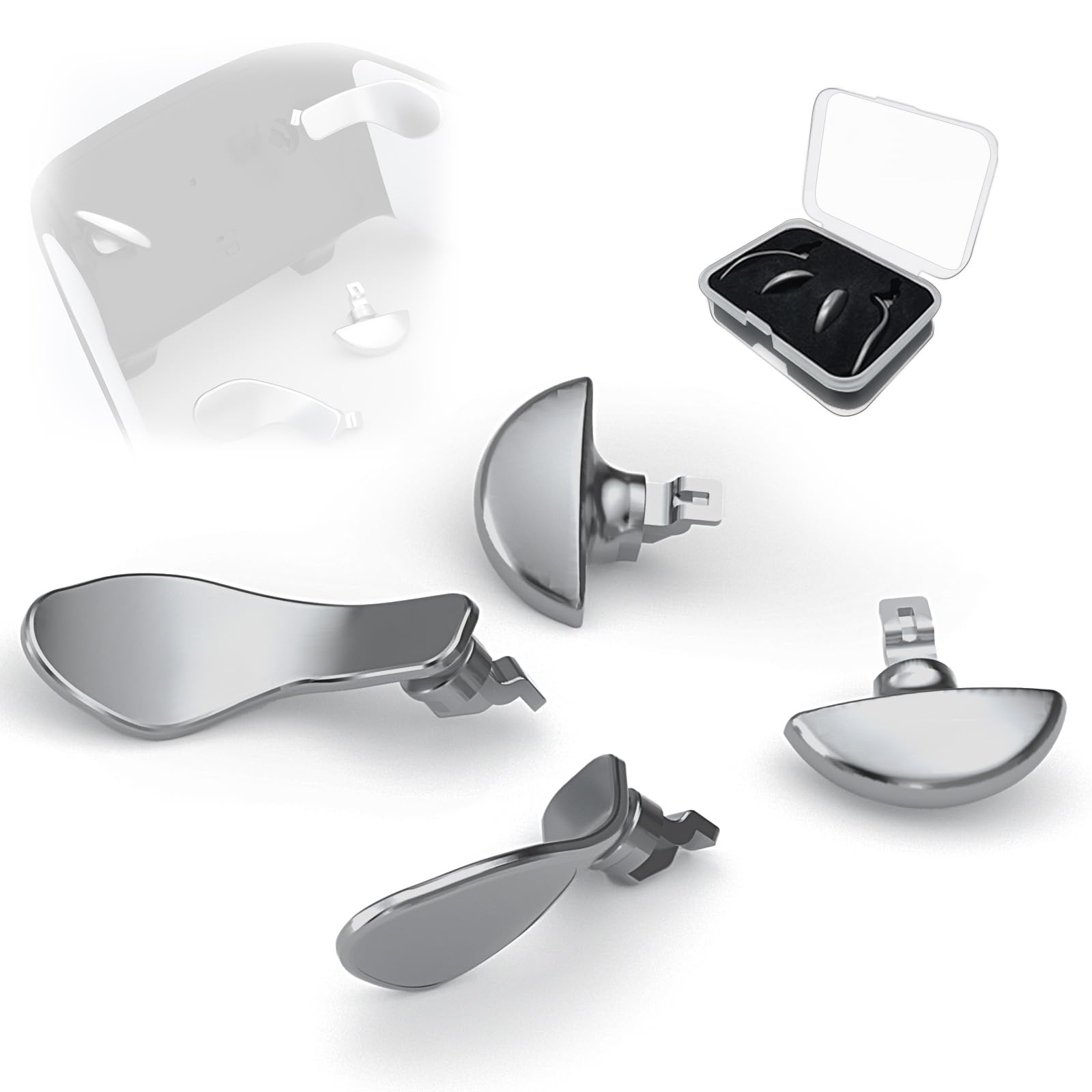 KD.FLY Metal Back Paddles for PS5 Edge Controller, 4PCS Metal Replacement Back Buttons, Interchangeable Button Accessories for PS5 Dualsense Edge Controller, Silver