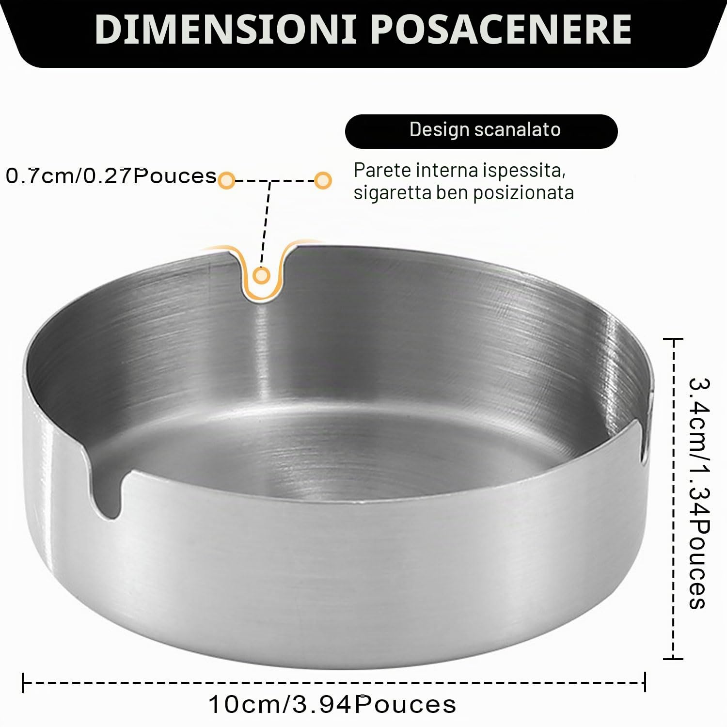 LATRAT Posacenere Esterno 10 Pezzi, da 10 cm di diametro, antivento, inossidabile per tavolo moderno, ristorante, camera da letto