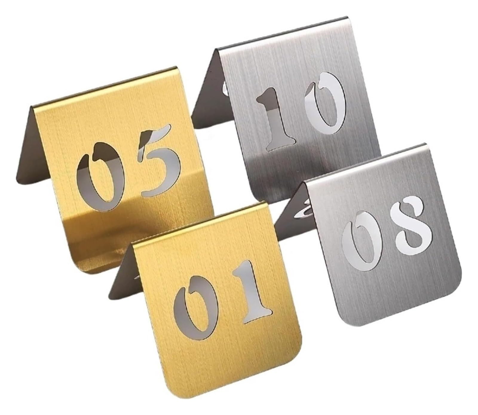 Doppelseitige Tischnummernständer aus Edelstahl | Gold Silber 5x6cm 7x8cm 8x11cm: Sitzgelegenheiten for Restaurants, Cafés, Bars, Bankette, Hochzeiten(7x8cm)