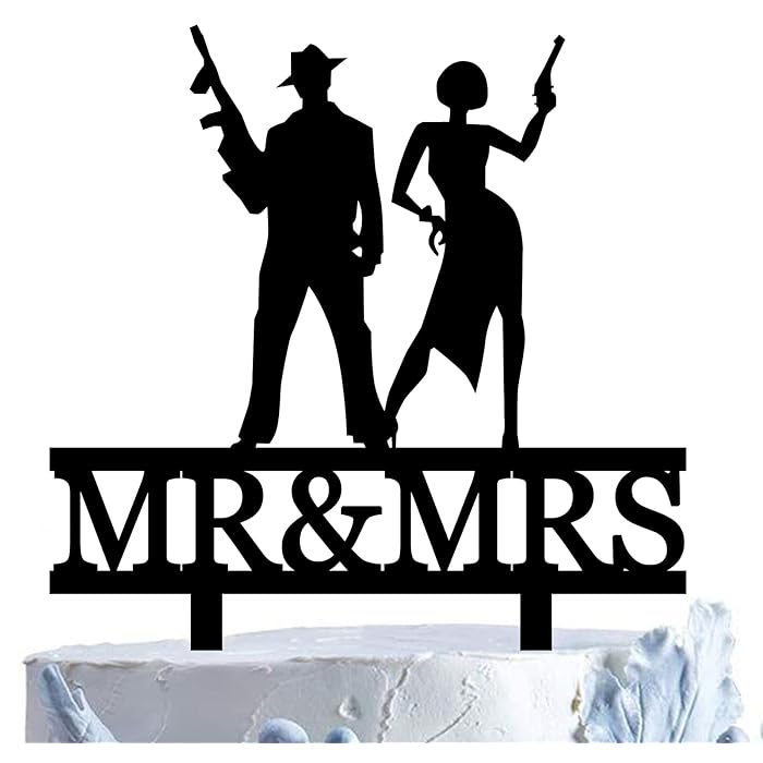 Buy Gun Wedding Cake Topper, Funny Mr and Mrs Cake Topper The Groom