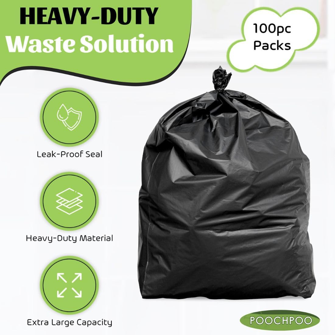 Heavy-Duty Dog Waste Can Liners - Case of 100 Bags
