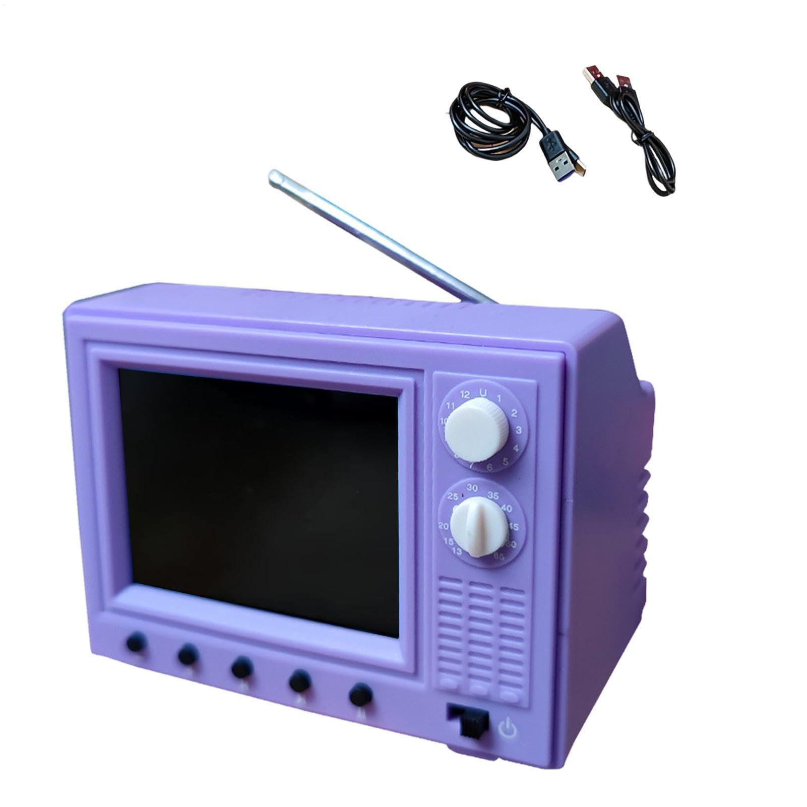 Telewizor | Retro z małym ekranem 720p i 8 GB Pamięci | z uchwytem na słuchawki z kieszonkowym telewizorem, do domu, kuchni, biura, sypialni, szafy, biurka, regału, domu Lalki
