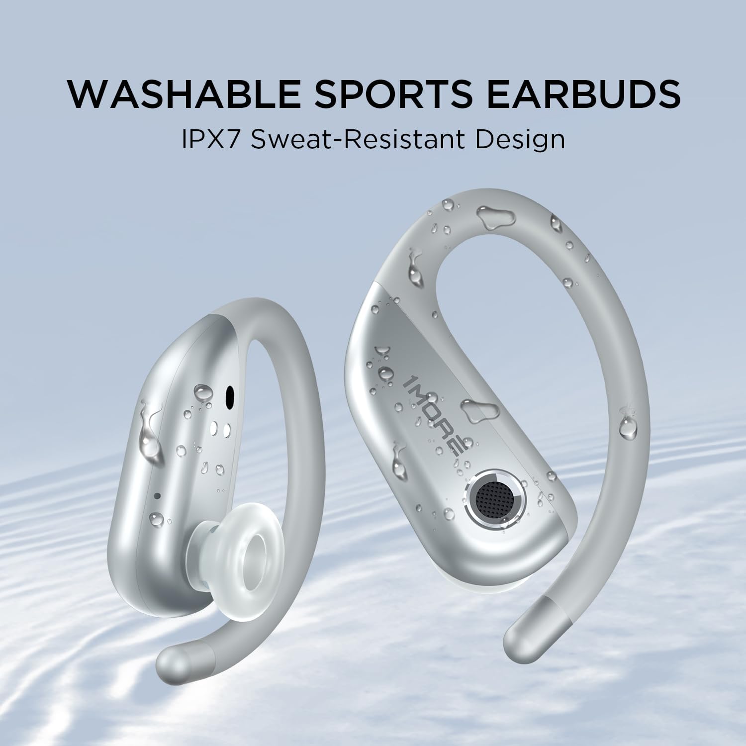 1MORE Fit Open Earbuds S50, Open Ear Wireless Headphones Bluetooth 5.3 with 4 Microphone, Earbuds with Earhooks for Sports Running, IPX7, Fast Charging, 38H-Playtime, Preset EQ Via App, Silver - Image 6