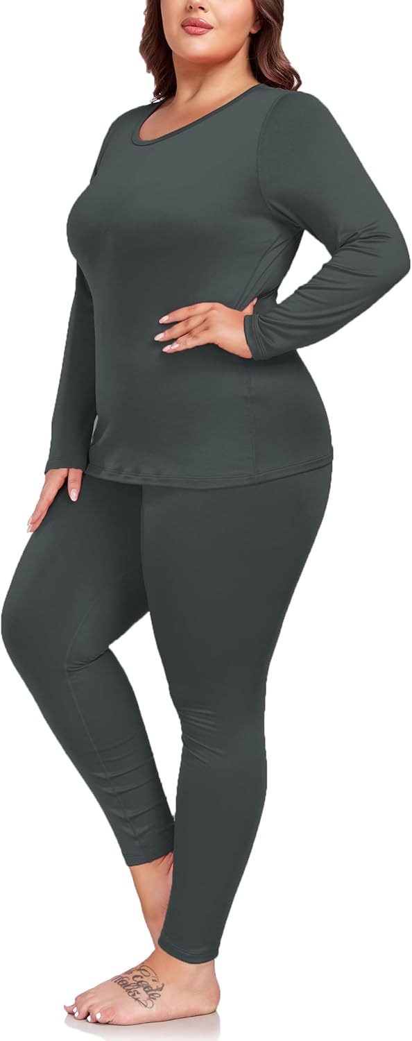 Women's Plus Size Thermal Sets for Women Underwear Long Johns Long Sleeve Base Layer Top and Bottom Sets XL-5XL - Image 4