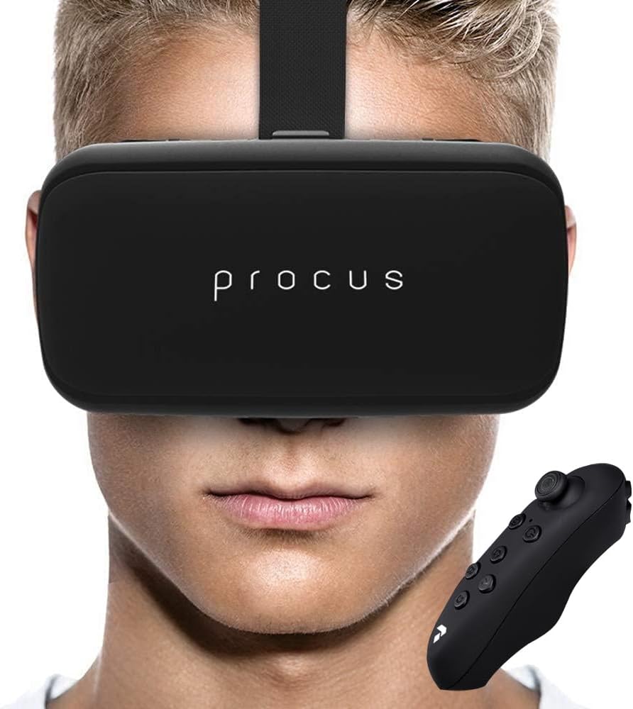 PROCUS ONE VR Headset 40MM Lenses -for iOS and Android I Watch Movies, TV Shows, and VR Games with Procus Stingray VR Controller, Support Screen Size 4.7"-6.8"(1 Year Warranty)