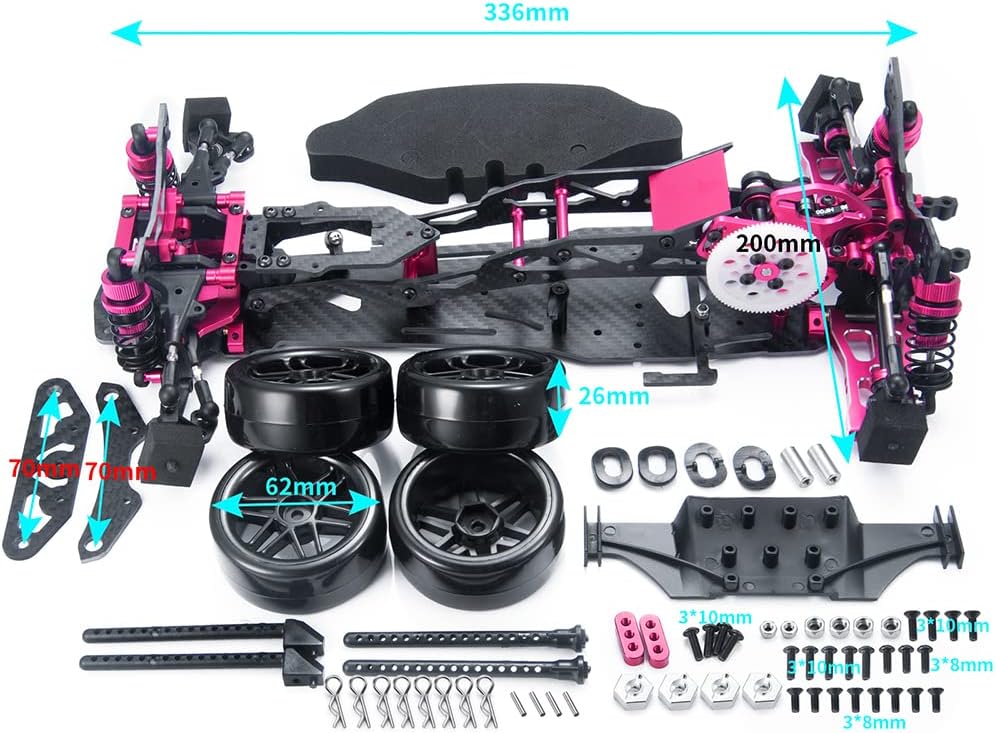 MORLORDY Alloy Metal & Carbon Fiber RC Car Chassis Frame Kit for 3Racing Sakura D5 MR 1/10 RC Flat Road Drift Car Upgrade Part