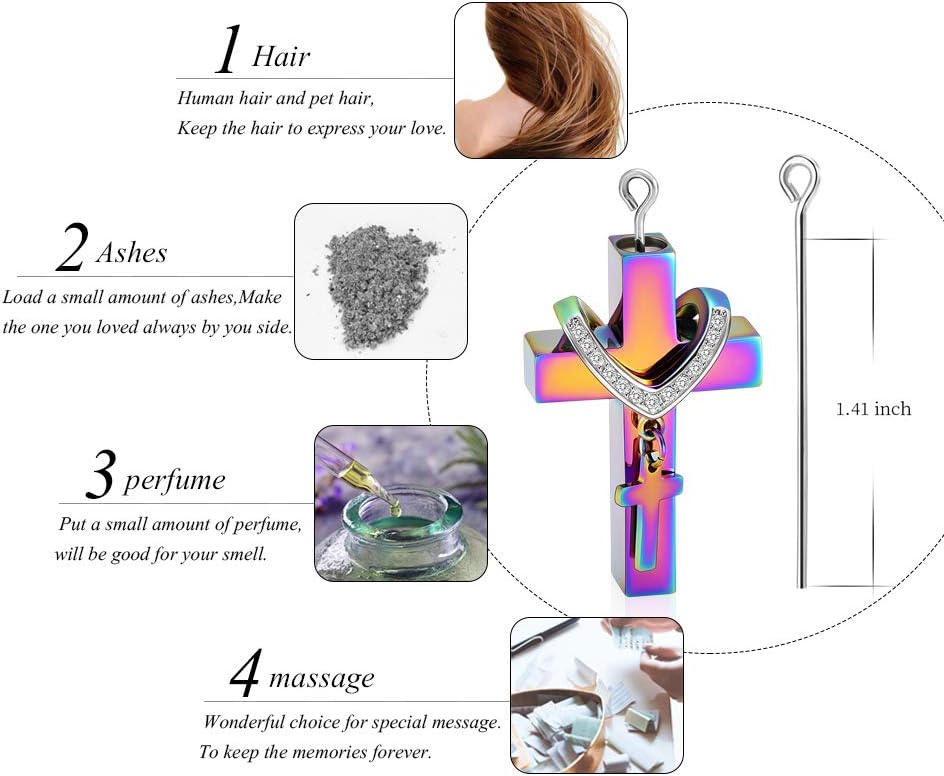 Cremation Jewelry for Ashes Pendant - Cross Urn Necklace with Mini Keepsake Urn Memorial Ash Jewelry - Image 5