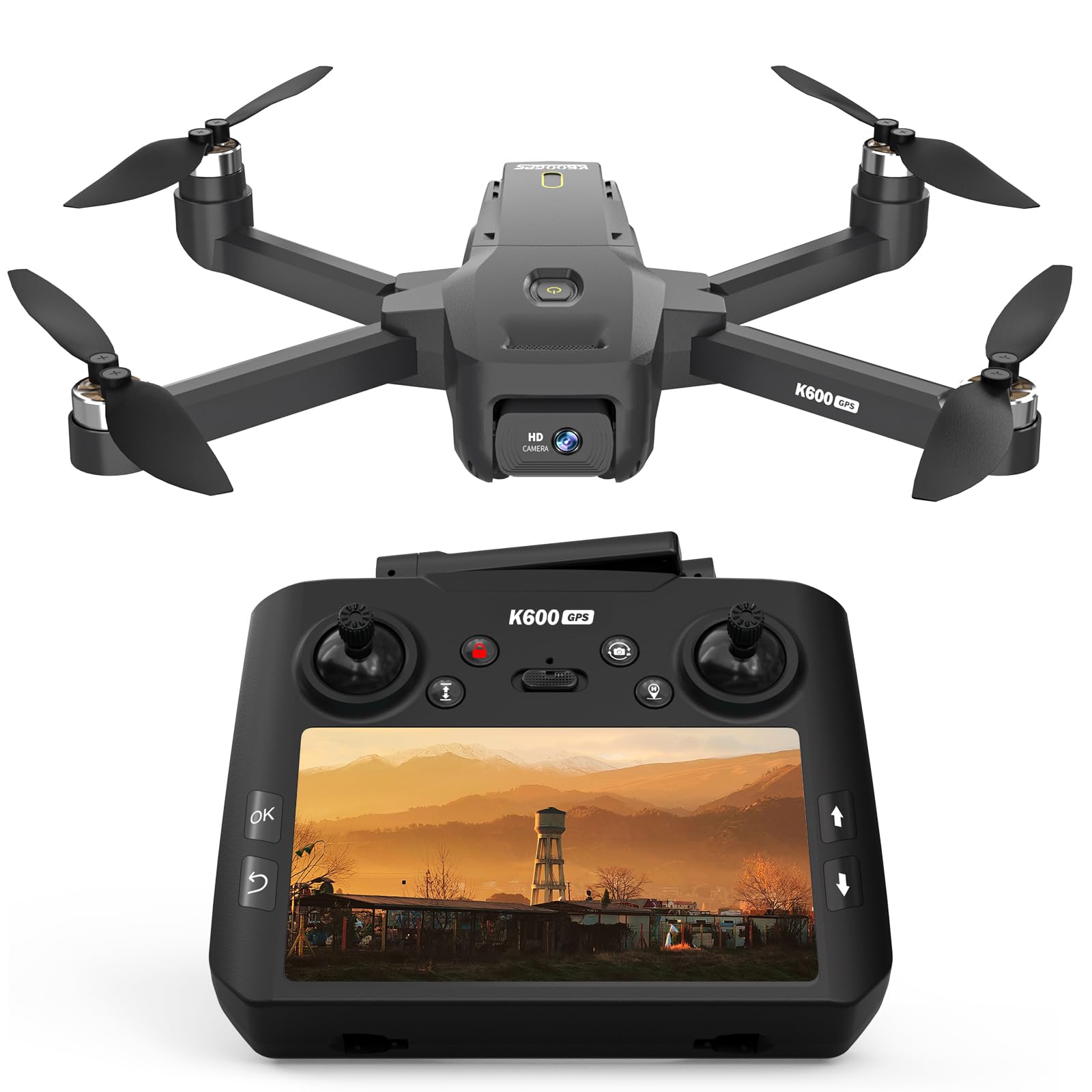Drone con Schermo da 4.5 Pollici sul Radiocomando,Drone GPS con Telecamera EIS per Adulti Bambini Principianti Ritorno Automatico a Aasa,Modalità Seguimi,Trasmissione a Lungo Raggio,Giocattolo‑Regalo