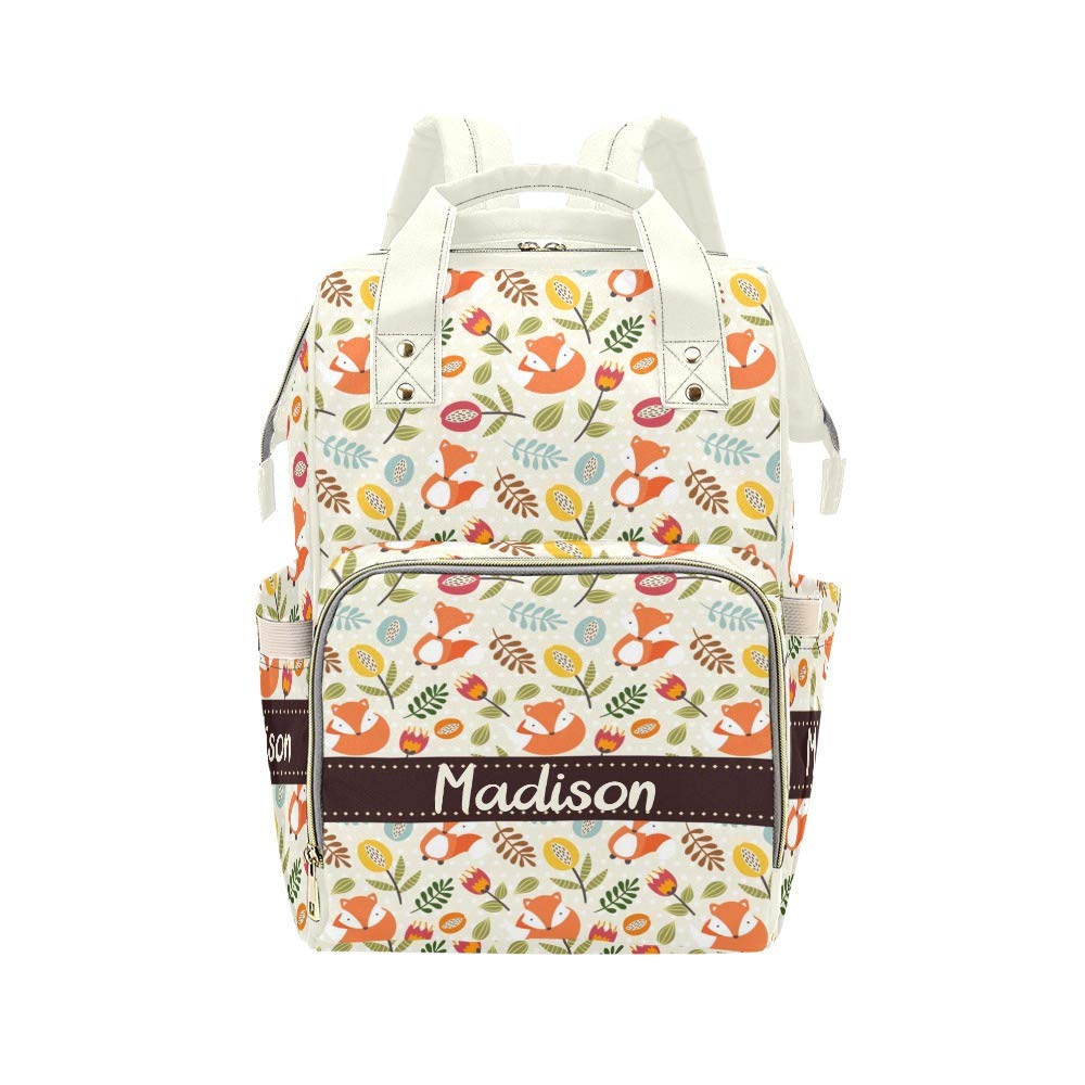 Woodland Animals Forest Personalized Diaper Bag Backpack Tote with Name,Custom Travel Nappy Mommy Bag Backpack