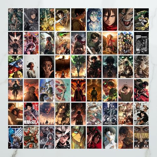 Image of Attack on Titan Poster Collage Set of 54 (4x6 Inch) - Wall Art Featuring Eren, Levi, Mikasa & More | Aesthetic Anime Decor for Bedrooms, Dorms, Study Rooms & Anime Fan Gifts