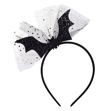 1PCS Halloween Headbands Black Bat Shape Hairbands with Glitter Design for Halloween Costume Party Hair Accessories Horror Bat Festival Headdress Hair Hoops for Women Men Photography Props
