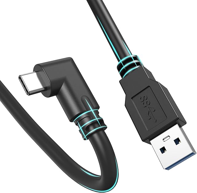 KIWI design Link Cable 16 Feet/5 Meters Compatible with Quest 2 Accessories, USB A to Type-C Cable for PC VR and SteamVR Fast and Stable, Black