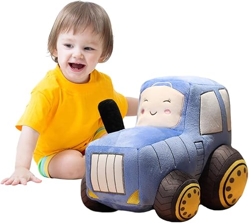 ELAINREN Lindo tractor azul relleno camión juguete simulación granja tractor felpa muñeca regalos8.7x11.8x7.9 in
