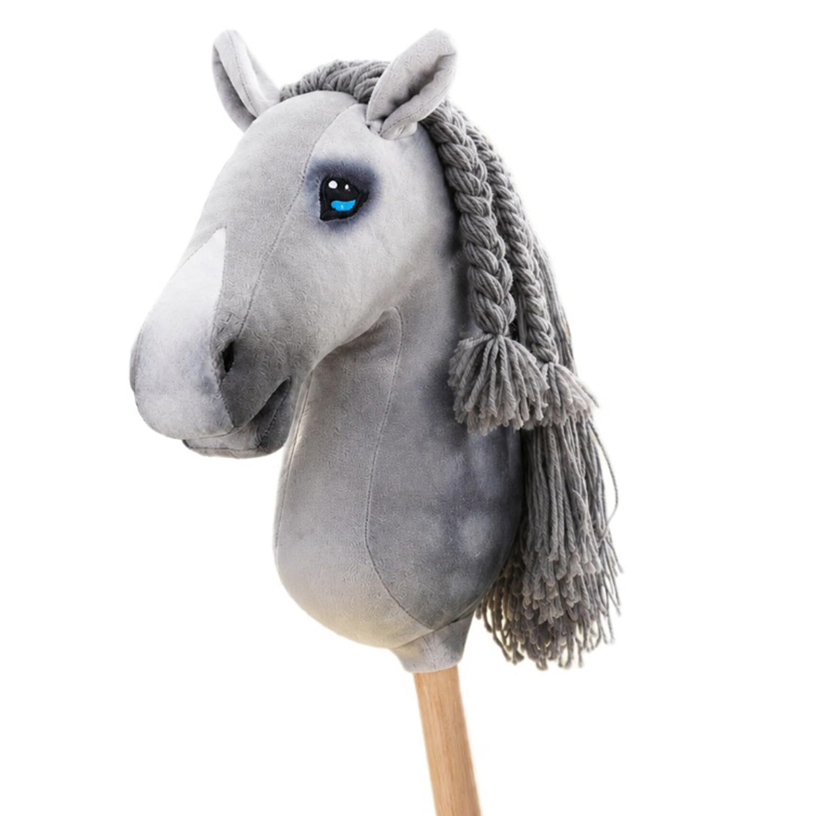 Hobby Horse cabeza de caballo gris con ojos azules para disfraces y juegos 7
