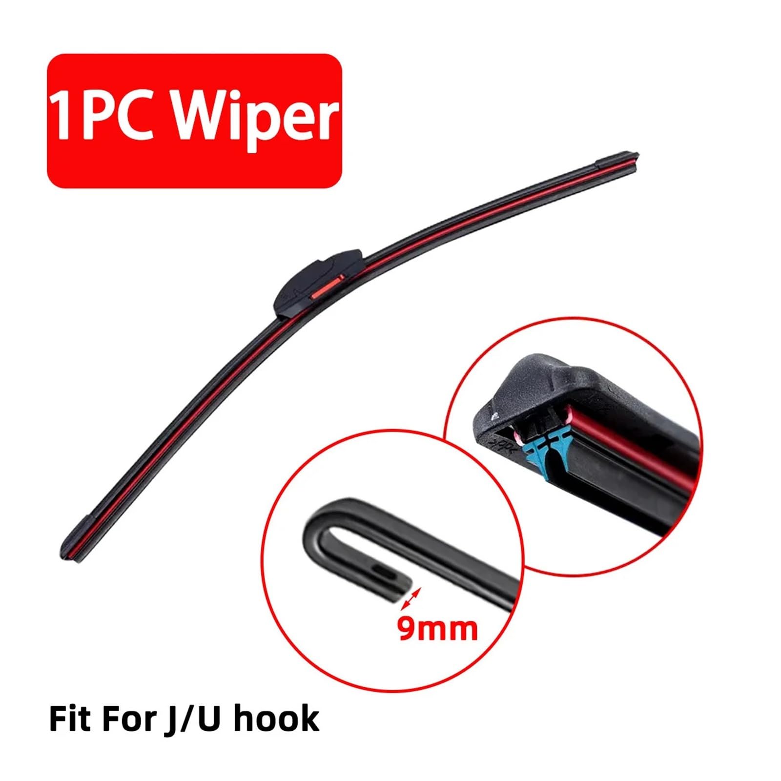 Uniwersalne wycieraczki J/U-Hook od 13" do 28 cali, podwójne gumowe paski, ciche i odpowiednie na wszystkie pory roku, łatwa instalacja (22 cali)