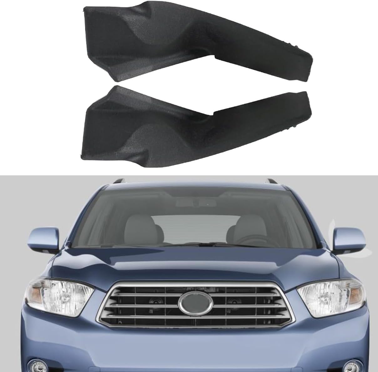 2Pcs Front Wiper Side Extension Cowl Cover Trim for Toyota Highlander 2009 2010 2011 2012 2013 Windshield Cap 53867-0E030, 53866-0E030