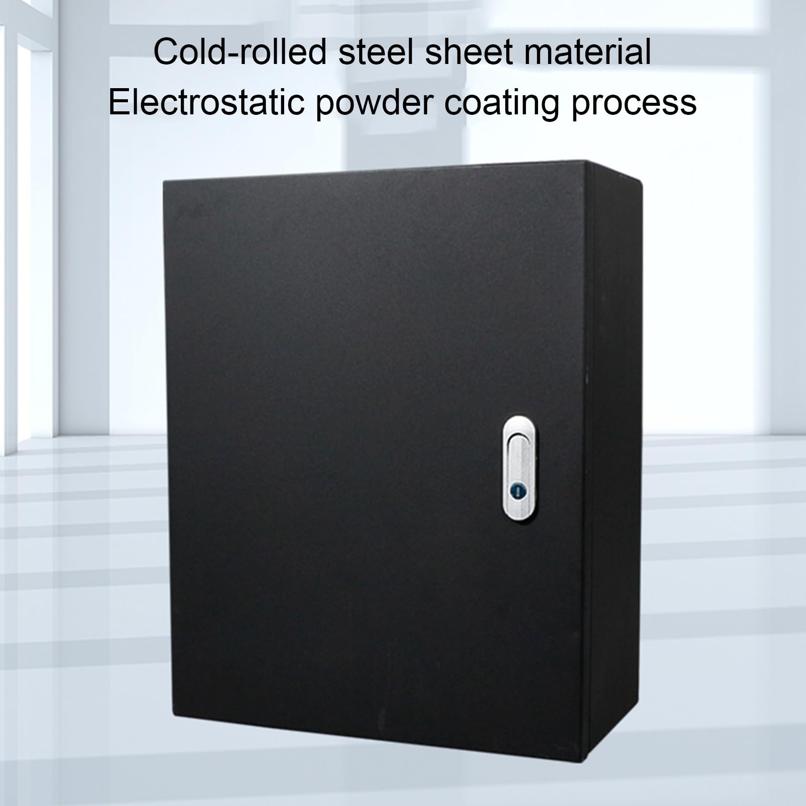 Scatola Elettrica In Acciaio Laminato A Freddo, Scatola Di Distribuzione Nera for Impieghi Gravosi, Stampaggio Monoblocco(60x50x20cm/23.6x19.7x7.9in)