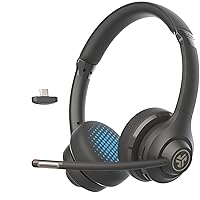 JLab Go Work - Cuffie wireless di seconda generazione con microfono – 55+ Playtime Bluetooth o USB