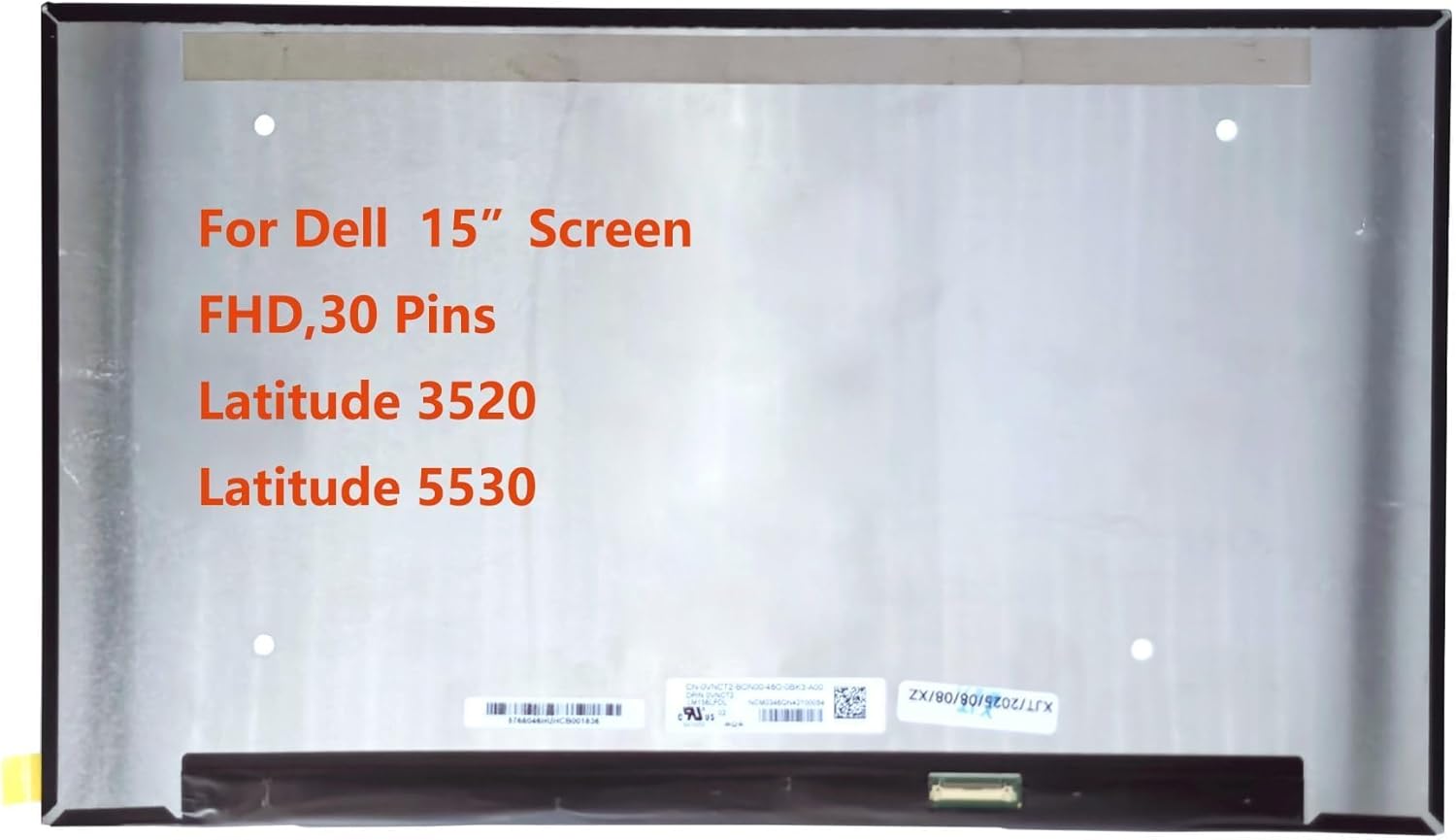 Replacement 15.6 inch Screen for Dell Latitude 3520 5530 Series Laptop Non-Touch Screen FHD 1920x1080 30 Pins LCD Display RF17T 0RF17T KFMYW 0KFMYW