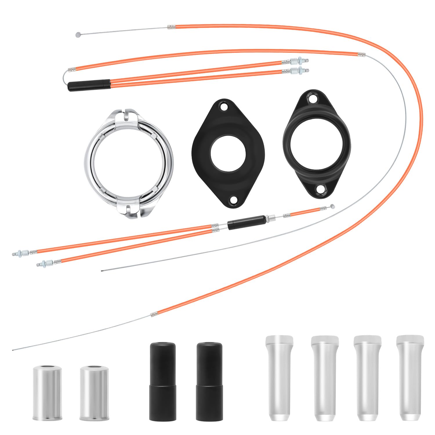 BMX Bike Gyro Brake Cables Kit - Front+Rear (Upper+Lower) Set with Spinner Rotor, High-Performance Brake Wire & Housing for Most Gyro Systems & 20" Bikes, Professional,Orange