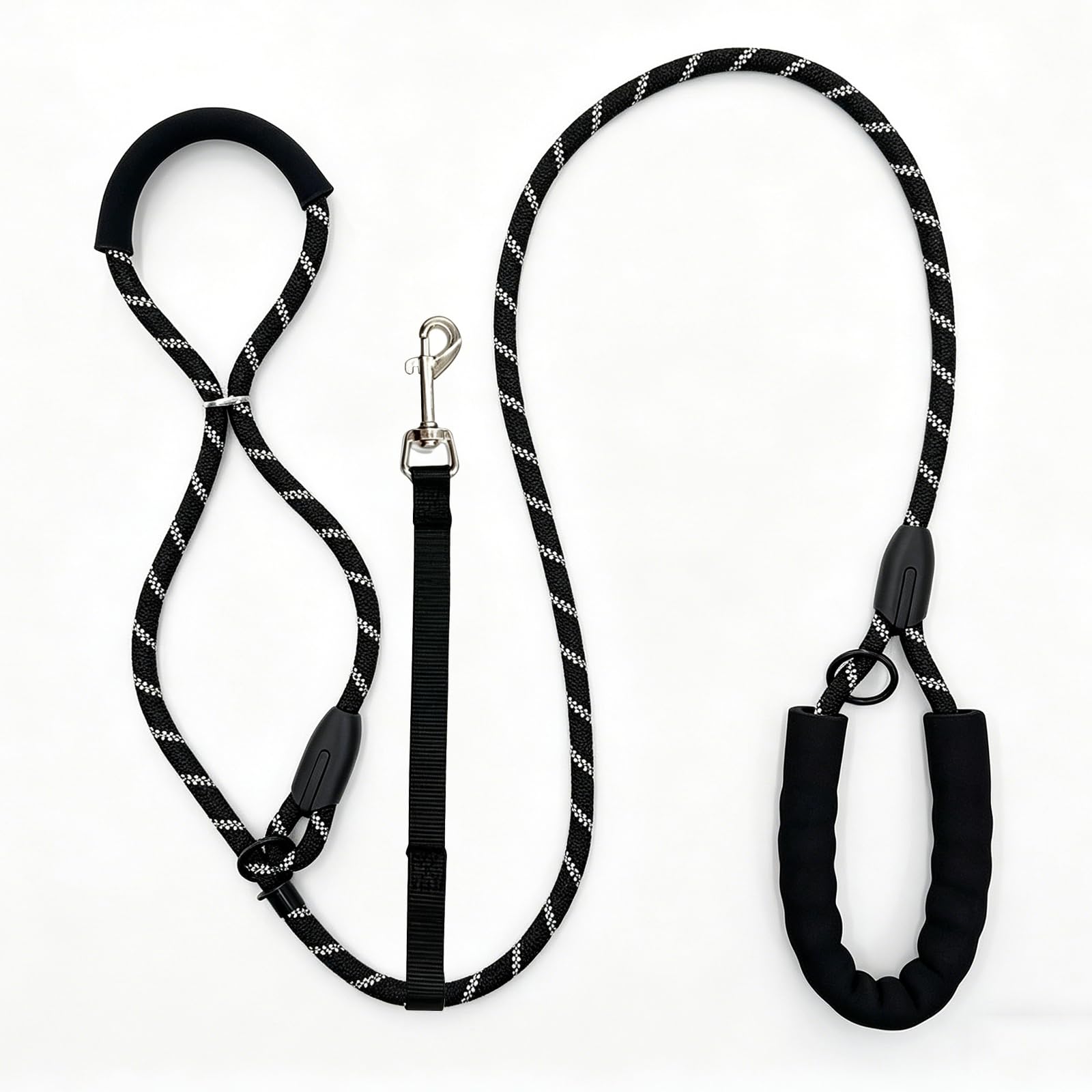 Figure of 8 Dog Lead,Dog Training Leash,Anti Pull Dogs Lead with Nose Padding,Soft No Tangle Training Leads,Adjustable Reflective Strap Dog Collar,Multifunctional No Pull Pet Rope for Walk,Run,180cm