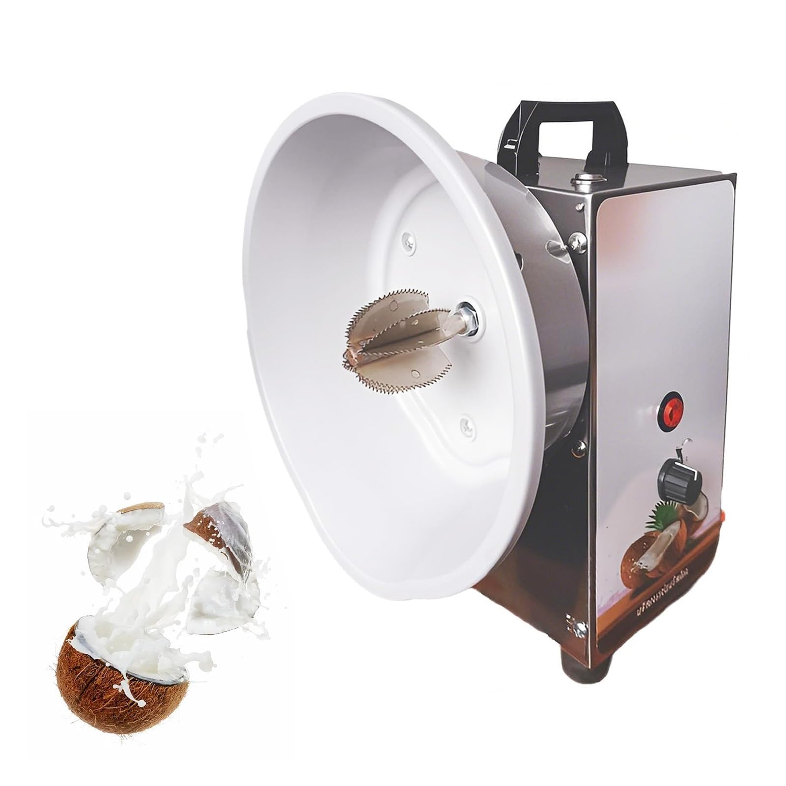 Vertical Electric Coconut Scraper Grater, 3-Speed Adjustable Commercial Coconut Shredder, Coconut Meat Removal Tool with Blade Dust Cover for Coconut Flakes