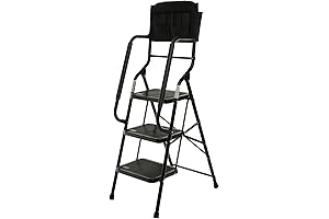 Delxo Folding 3-Step Step Ladder with Handrails and Safety Features