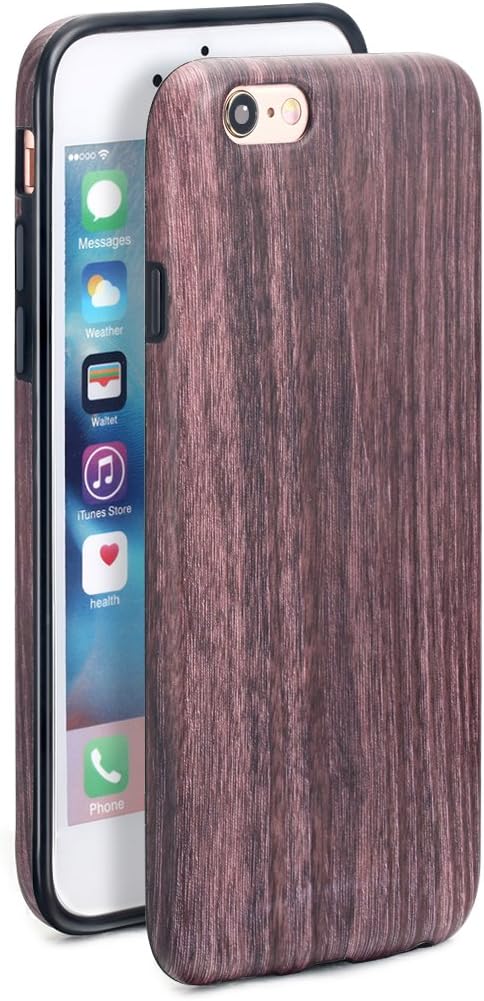 5.5" iPhone 6 Plus 6S Plus SGSELLER™ TPU IMD Slim-Fit Ultra-Thin Anti-Scratch Shock Proof Dust Proof Anti-Finger Print Matte Case Casing (Textured Wood - Java Bean)