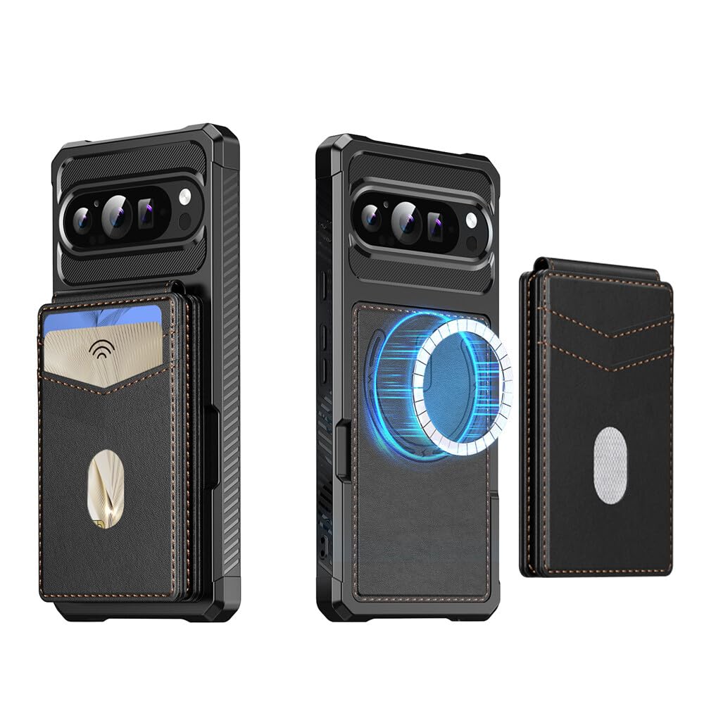 Coque Google Pixel 7A étui portefeuille cuir rigide antichoc noir - 6