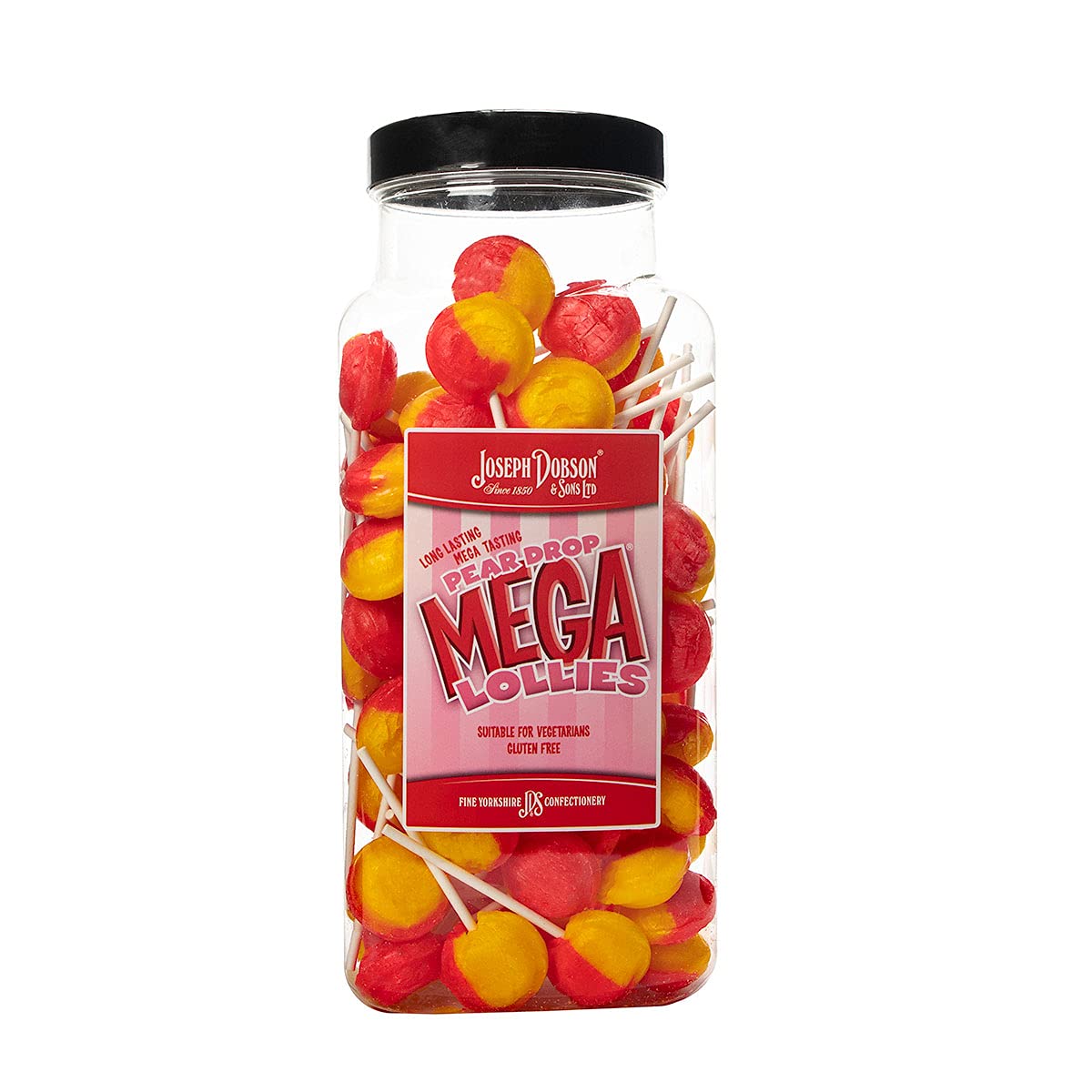 Joseph Dobson Mega lolly Mix Pear Drops Jar of 90 lollies