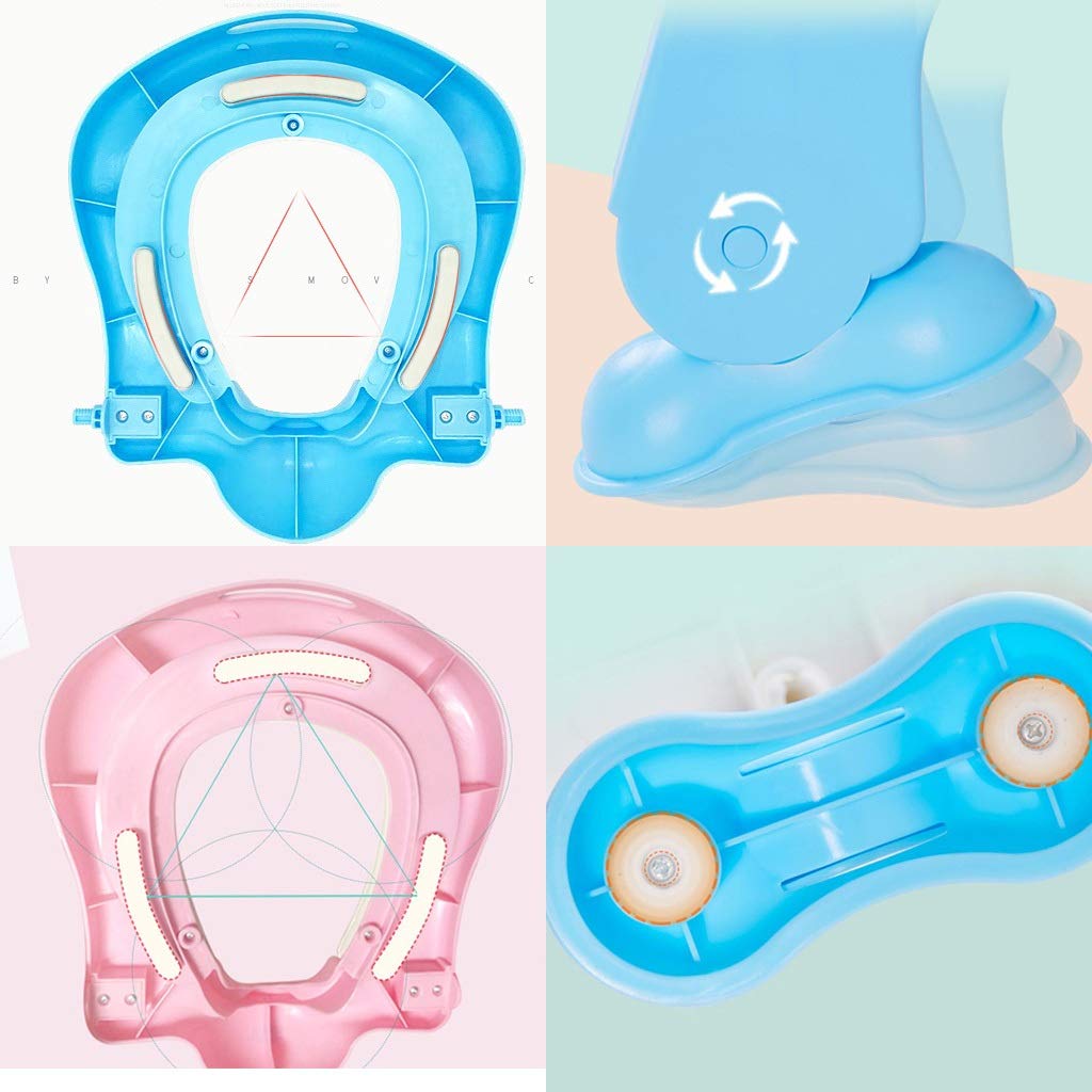Toilette Töpfchen mit Trittleiter, Ergonomie Anti-Rutsch Töpfchentrainer Mit Toilettensitzabdeckung Einstellbar Falten Fußbank Zum Unisex-Kleinkind (Farbe : Blau)