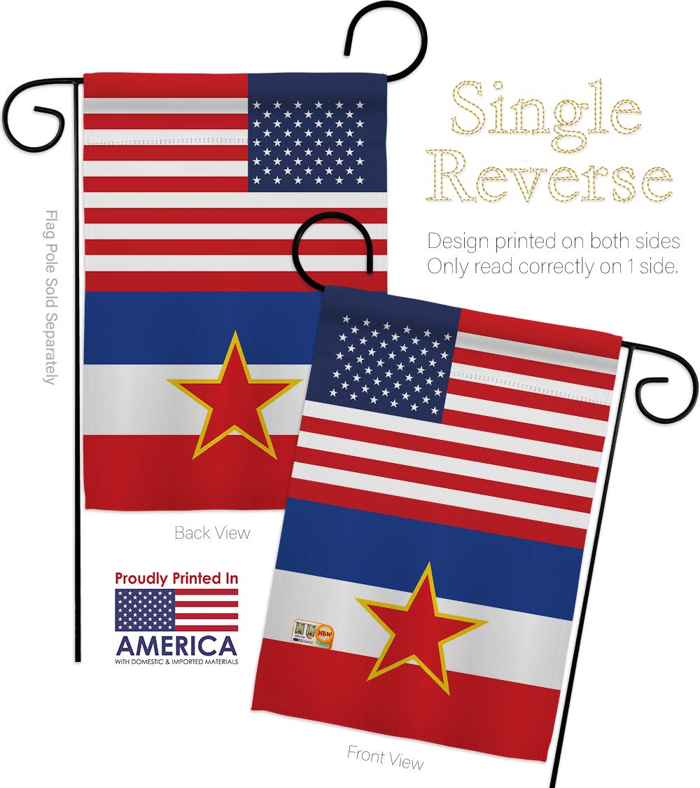 Americana Home & Garden Yugoslavia US Friendship Garden Flag – 28x40 Inch, Double-Sided, Art Deco