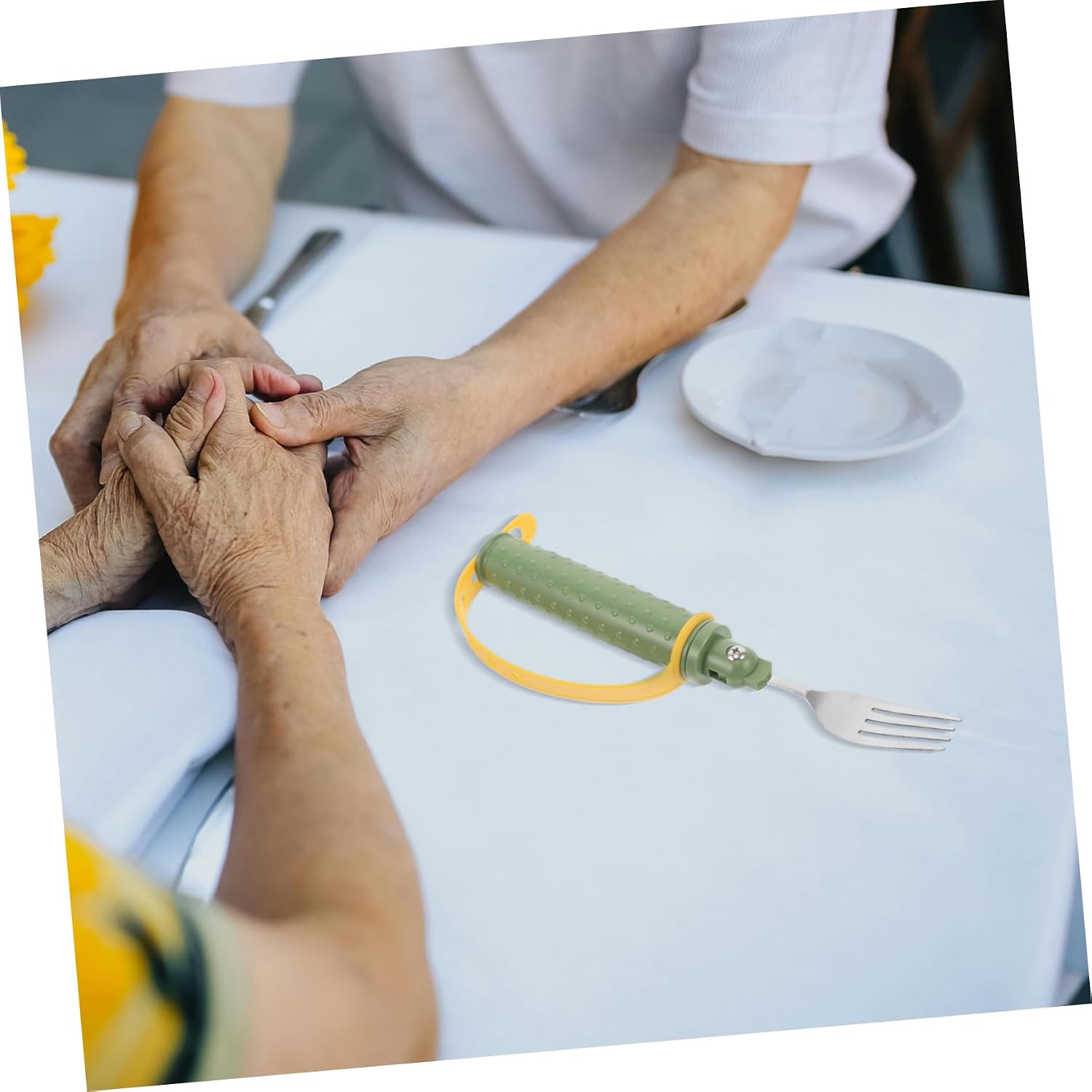 Adaptive Eating Fork with Stainless Steel and Silicone Grip for Elderly