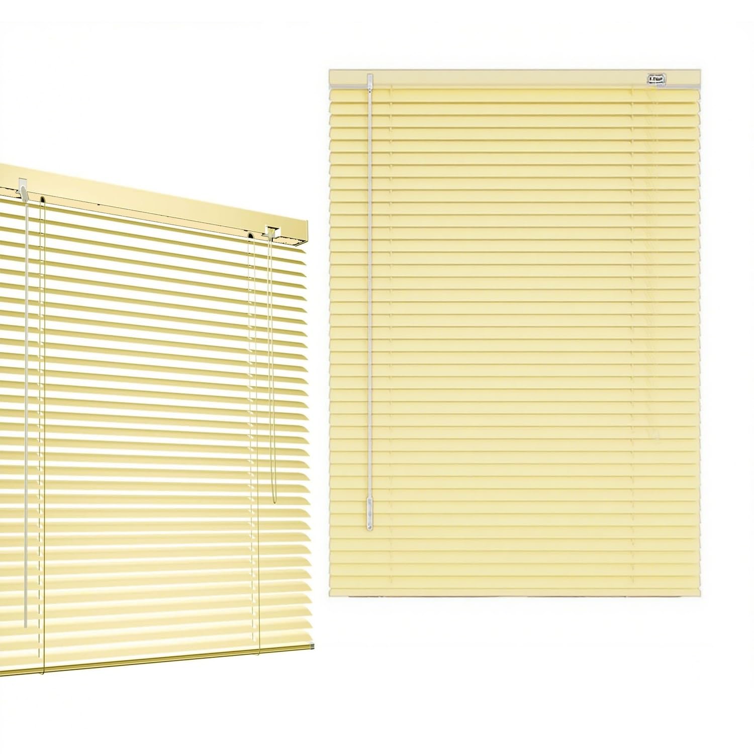 AJTXCSFOQL 25mm Aluminum Blinds, 30 48 66 82 94 102 116 130 140 155 170 Wide Blackout Window Blinds & Shades, Blinds for Home Nursery Bedroom Kitchen Bathroom, Easy to Install(Yellow)