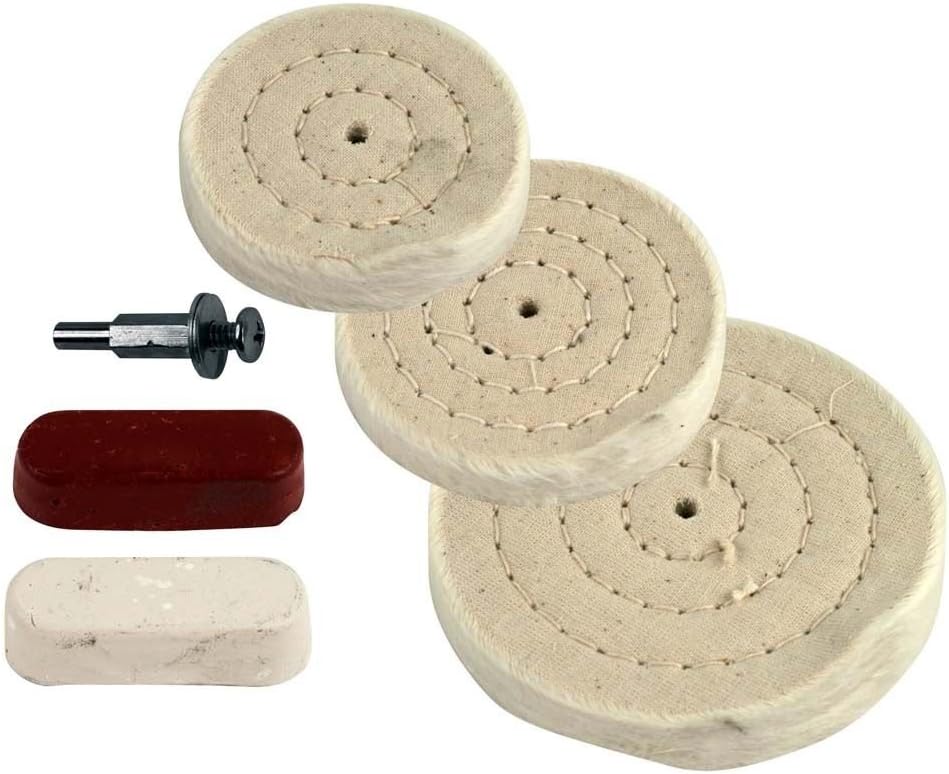 5 Piece Buffing Wheel & Compound Kit 3 Polishing Buffs
