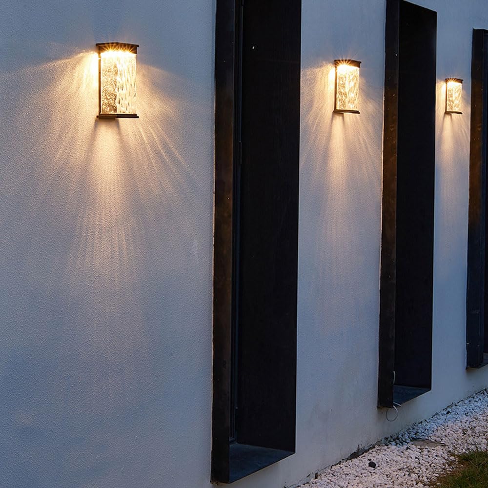 Wodoodporne lampy solarne LED, lampy zewnętrzne do świtu, solarne lampy solarne na ganek, do użytku na zewnątrz, uchwyt ścienny na patio, dziedziniec i garaż